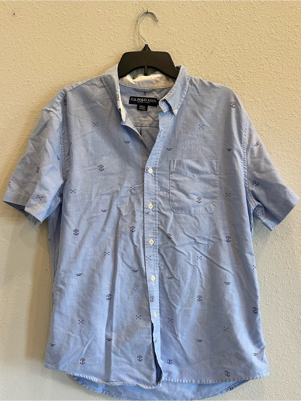 U.S. Polo Assn Blue Oxford Button Down Shirt L Golf Preppy